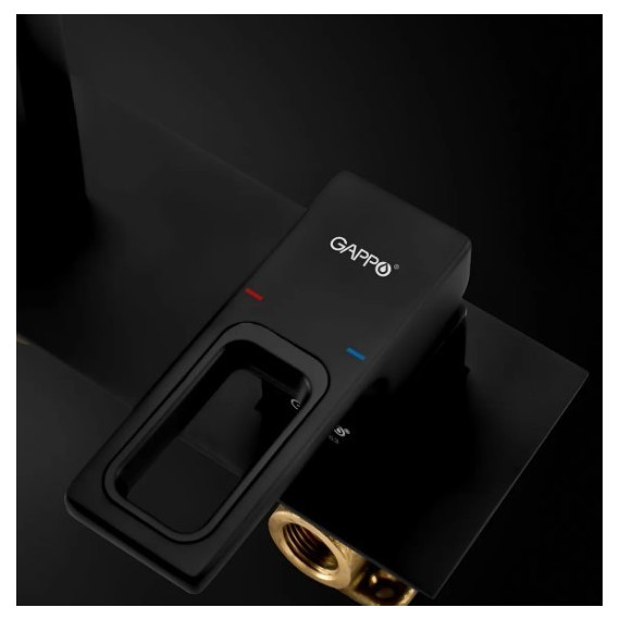 Смеситель для раковины настенный Gappo Futura G1017-16, черный - 3 Смеситель для раковины настенный Gappo Futura G1017-16, черный фото 3