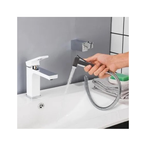 Смеситель для раковины с гигиеническим душем Gappo Futura G1017-1, белый/хром - 3 Смеситель для раковины с гигиеническим душем Gappo Futura G1017-1, белый/хром фото 3