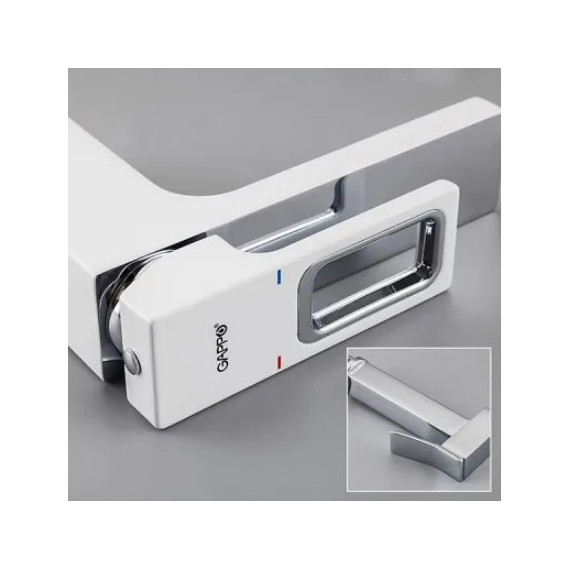 Смеситель для раковины с гигиеническим душем Gappo Futura G1017-1, белый/хром - 4 Смеситель для раковины с гигиеническим душем Gappo Futura G1017-1, белый/хром фото 4