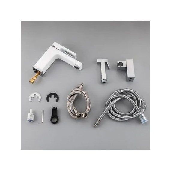 Смеситель для раковины с гигиеническим душем Gappo Futura G1017-1, белый/хром - 6 Смеситель для раковины с гигиеническим душем Gappo Futura G1017-1, белый/хром фото 6