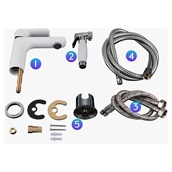 Смеситель для раковины с гигиеническим душем Gappo Noar G1048-1, белый/хром - 8 Смеситель для раковины с гигиеническим душем Gappo Noar G1048-1, белый/хром фото 8