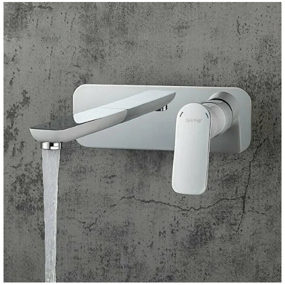 Смеситель для раковины настенный Gappo G1048-22, белый/хром - 3 Смеситель для раковины настенный Gappo G1048-22, белый/хром фото 3