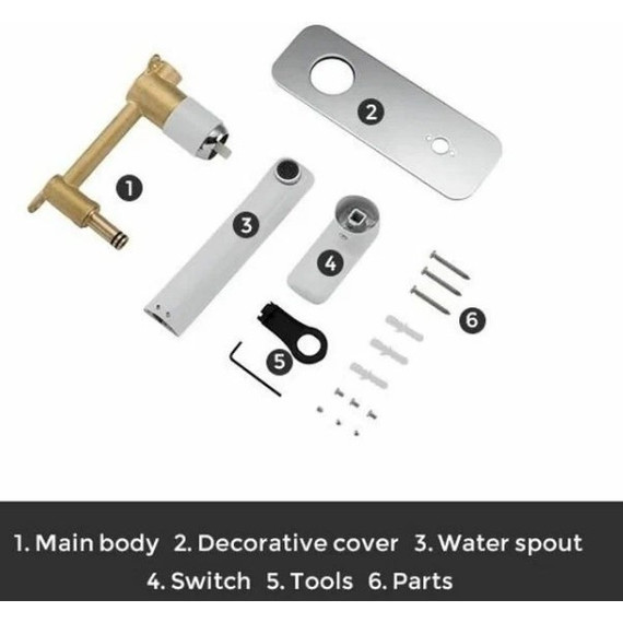 Смеситель для раковины настенный Gappo G1048-22, белый/хром - 6 Смеситель для раковины настенный Gappo G1048-22, белый/хром фото 6