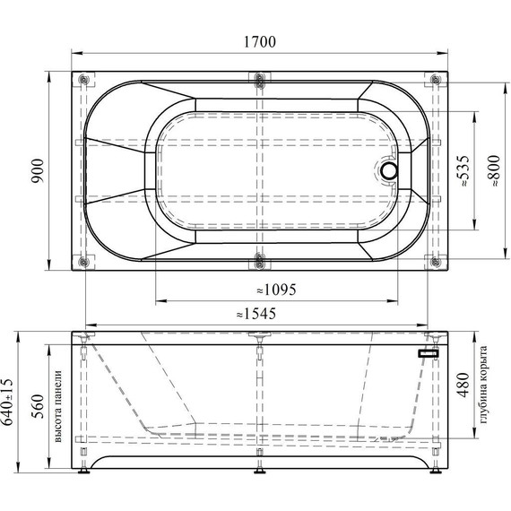 Ванна акриловая Радомир Прованс 170x90 см (в комплекте каркас и сифон), Размер - мм: 1700х900 - 5 Ванна акриловая Радомир Прованс 170x90 см (в комплекте каркас и сифон), Размер - мм: 1700х900 фото 5