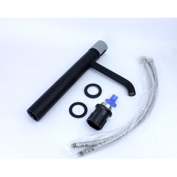 Смеситель для раковины высокий Bronze de Luxe Focus 24615BG, чёрный матовый, Цвет производителя: чёрный матовый фото 6