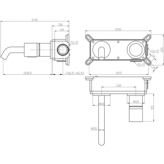 Смеситель для раковины настенный Bronze de Luxe Focus 24686CM, Цвет производителя: хром - 4 Смеситель для раковины настенный Bronze de Luxe Focus 24686CM, Цвет производителя: хром фото 4