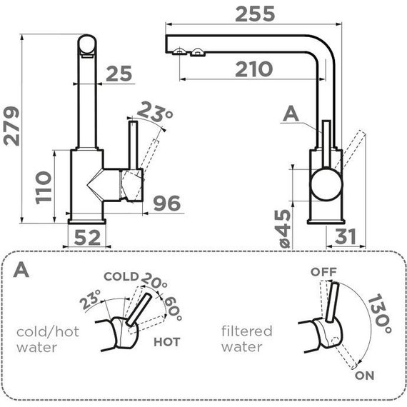 Смеситель для кухни Omoikiri Nakagawa 2 PLUS BL 4994414, чёрный фото 4