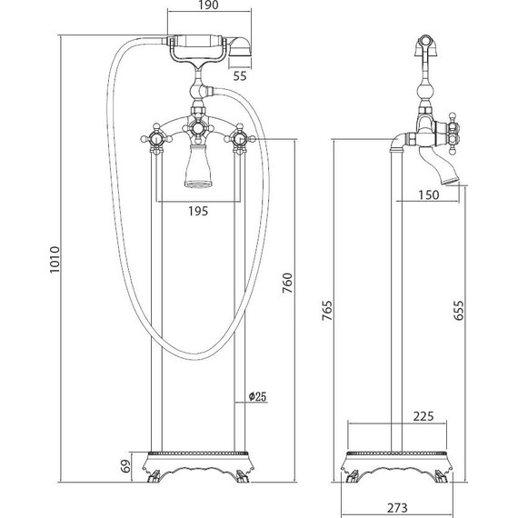 Смеситель для ванны Abber Klassik AF8415G, золото фото 4
