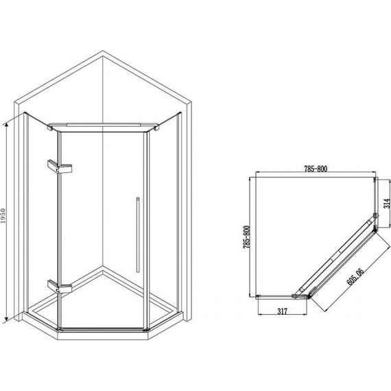 Душевое ограждение Abber Ewiges Wasser 80х80 см AG05080, хром/прозрачное фото 8