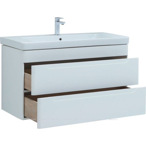 Тумба подвесная с раковиной Aquanet София 105 см 274116, белый фото 5