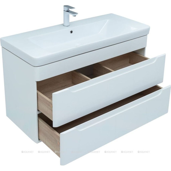 Тумба подвесная с раковиной Aquanet София 105 см 274116, белый фото 7