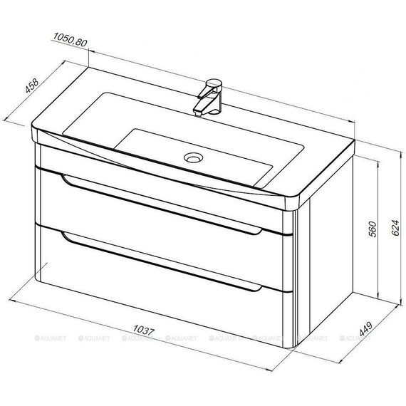 Тумба подвесная с раковиной Aquanet София 105 см 274116, белый фото 8