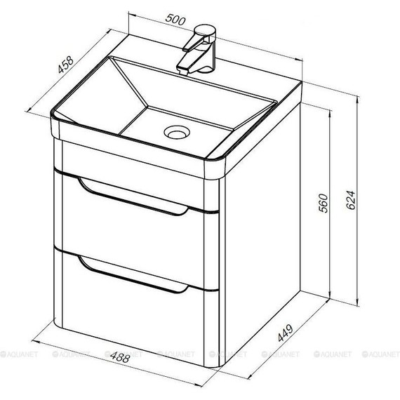 Тумба подвесная с раковиной Aquanet София 50 см 274171, белый фото 8