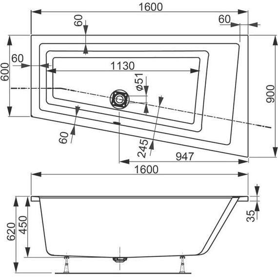 Ванна акриловая Vagnerplast Cavallo offset 160x90 см 76385 R - 7 Ванна акриловая Vagnerplast Cavallo offset 160x90 см 76385 R фото 7