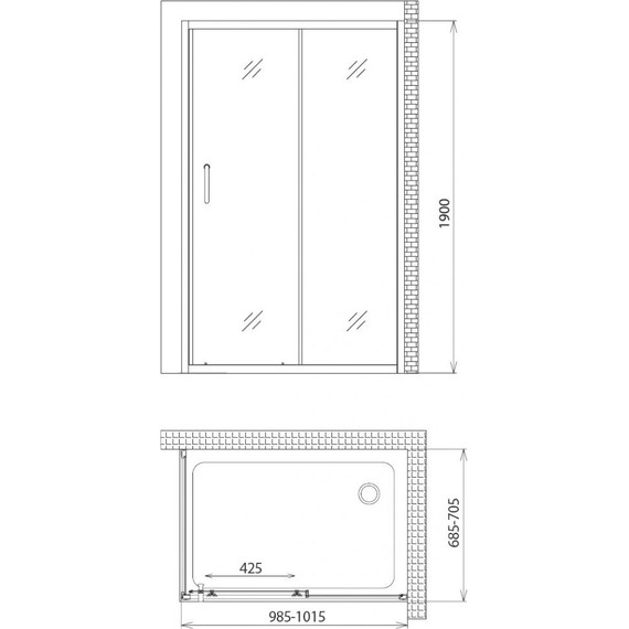 Душевое ограждение Gemy Victoria 100x70 см S30191HM-A70M, хром/матовое фото 4