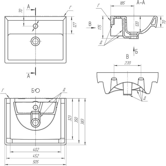 Тумба подвесная с раковиной Dreja Tiny 50 см 99.1901 фото 7