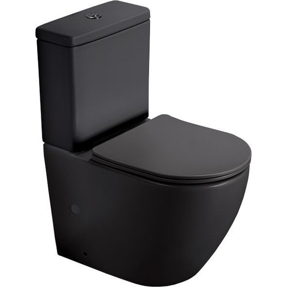 Унитаз-компакт безободковый SantiLine SL-5016MB с крышкой микролифт, чёрный матовый, Цвет производителя: чёрный матовый фото 