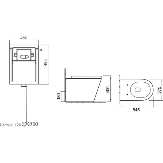 Инсталляция с приставным безободковым унитазом SantiLine SL-5020+SL-02 фото 2