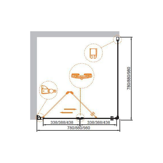 Душевое ограждение Cezares Elena AS-1 90х90 см, хром/прозрачное - 3 Душевое ограждение Cezares Elena AS-1 90х90 см, хром/прозрачное фото 3