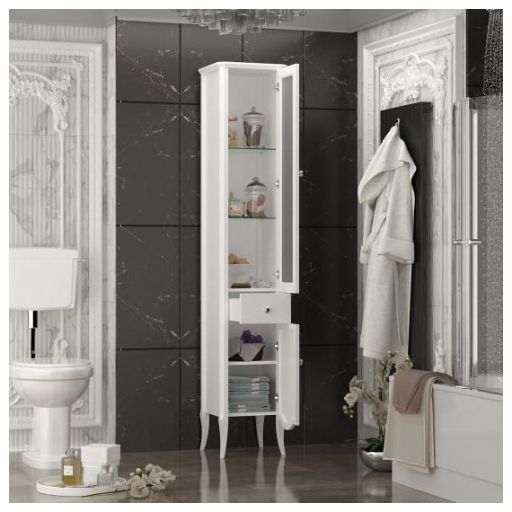 Пенал напольный Opadiris Брунелла 35 см R, белый матовый фото 3