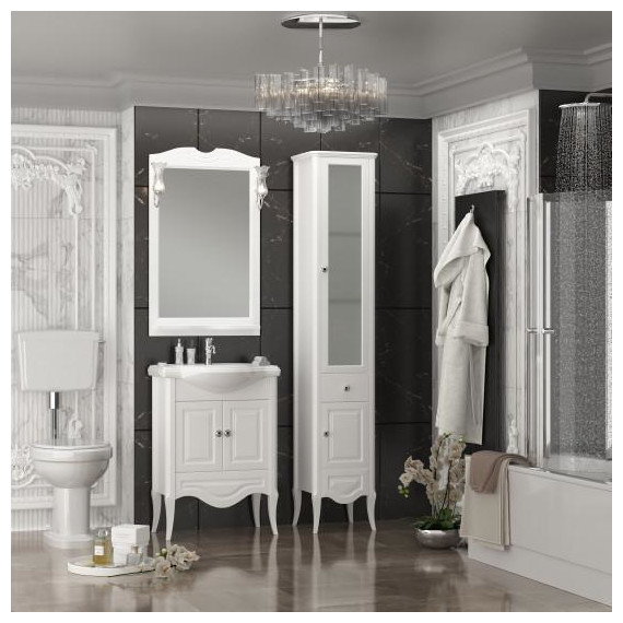 Пенал напольный Opadiris Брунелла 35 см R, белый матовый фото 4