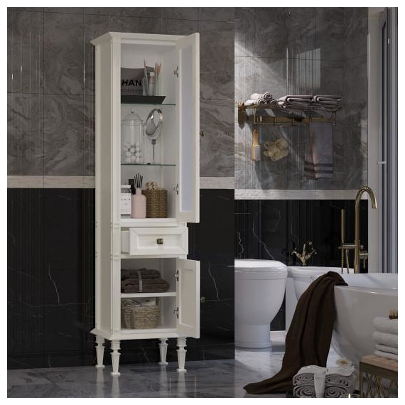 Пенал напольный Opadiris Кантара 45 см R, слоновая кость фото 2