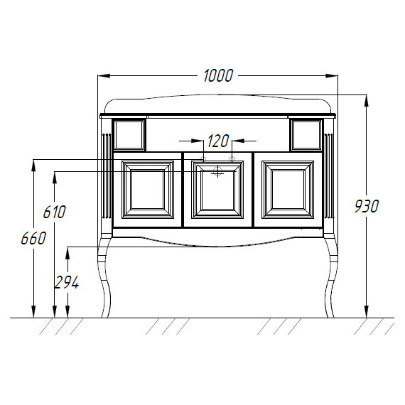 Тумба напольная с раковиной Opadiris Лаура 100 см, белый/бежевая патина/swarovski золото фото 10