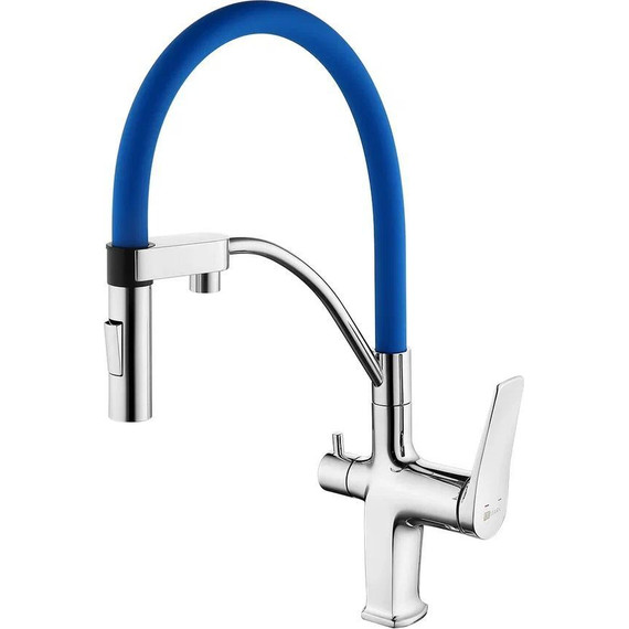 Смеситель для кухни Lemark Comfort LM3074C-Blue, хром/синий фото 