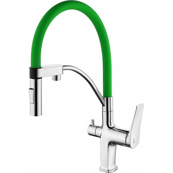 Смеситель для кухни Lemark Comfort LM3074C-Green, хром/зеленый фото 