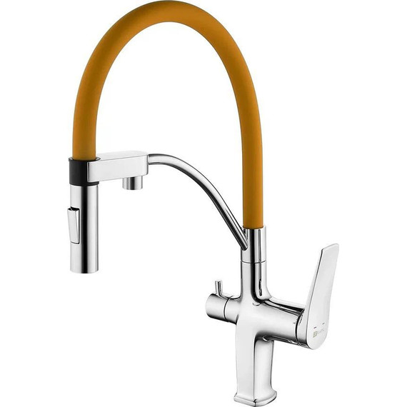 Смеситель для кухни Lemark Comfort LM3074C-Orange, хром/оранжевый фото 