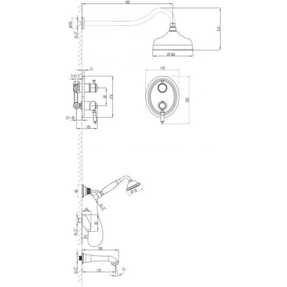 Душевая система для ванны Lemark Villa LM4822C - 2 Душевая система для ванны Lemark Villa LM4822C фото 2