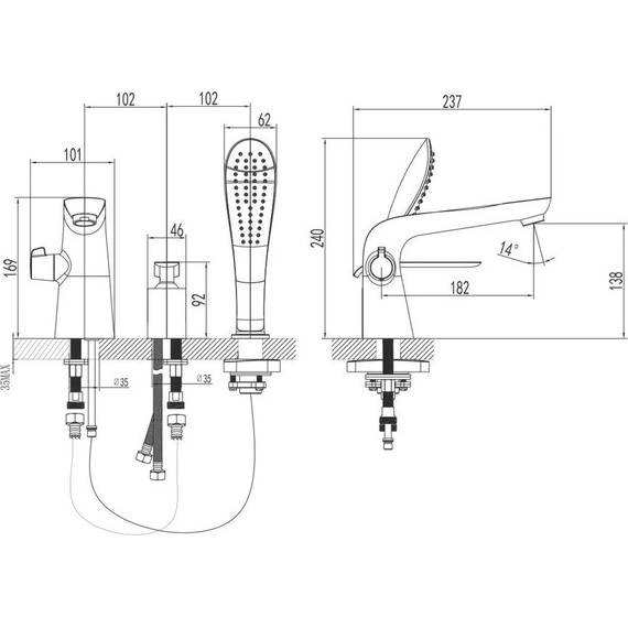 Смеситель для ванны Lemark Melange LM4947CW, хром/белый фото 2