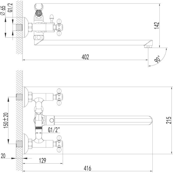 Смеситель для ванны Lemark Vista LM7651C фото 3