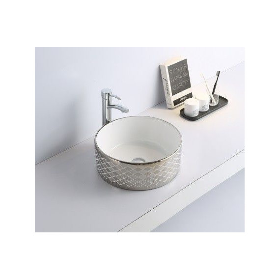 Раковина-чаша CeramaLux NC 40 см 7078ASP, белый/серебро фото 2