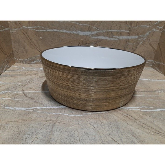 Раковина-чаша CeramaLux NC 36 см C1055, белый/золото - 2 Раковина-чаша CeramaLux NC 36 см C1055, белый/золото фото 2