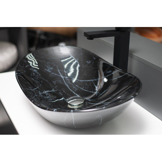 Раковина-чаша CeramaLux NC 60 см 7404BM, черный мрамор фото 3