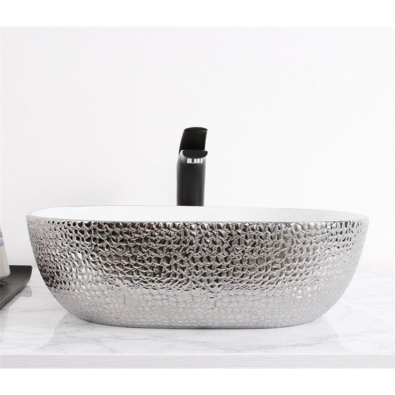 Раковина-чаша CeramaLux LuxeLine 42 см D1301H021, белый/серый фото 2