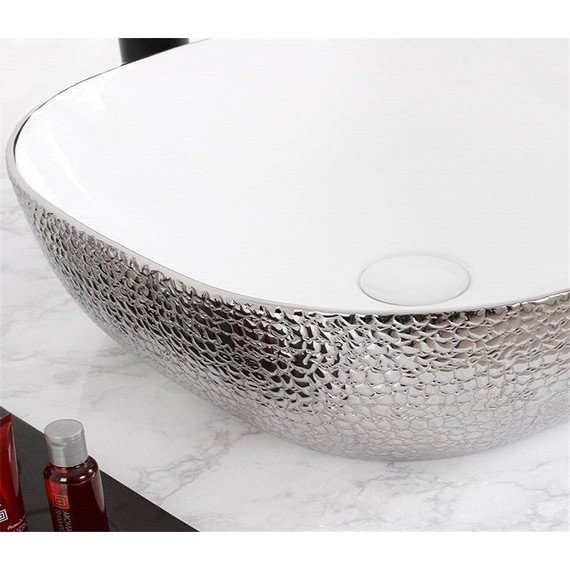 Раковина-чаша CeramaLux LuxeLine 42 см D1301H021, белый/серый фото 3