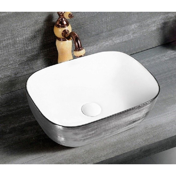 Раковина-чаша CeramaLux LuxeLine 45 см D1333H131, белый/серый фото 2