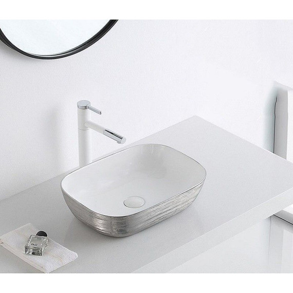 Раковина-чаша CeramaLux LuxeLine 45 см D1333H131, белый/серый фото 8