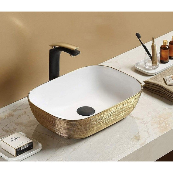 Раковина-чаша CeramaLux LuxeLine 45 см D1333H132, белый/медь фото 2