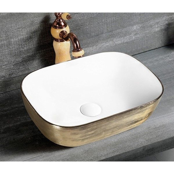 Раковина-чаша CeramaLux LuxeLine 45 см D1333H132, белый/медь фото 3