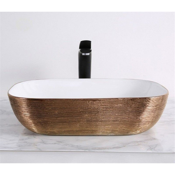 Раковина-чаша CeramaLux LuxeLine 45 см D1333H132, белый/медь фото 4