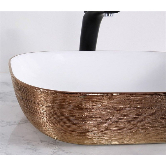 Раковина-чаша CeramaLux LuxeLine 45 см D1333H132, белый/медь фото 6