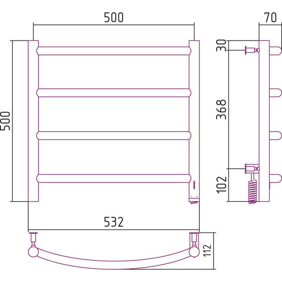 Полотенцесушитель электрический Сунержа Галант 4.0 П4 500x500 мм 00-0831-5050 R фото 11