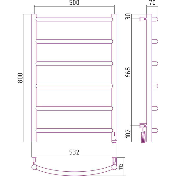 Полотенцесушитель электрический Сунержа Галант 4.0 П6 800x500 мм 00-0831-8050 R фото 11