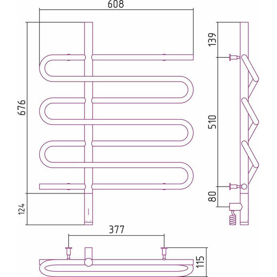 Полотенцесушитель электрический Сунержа Эпатаж 3.0 П7 800x600 мм 12-5850-8060 L, белый фото 4