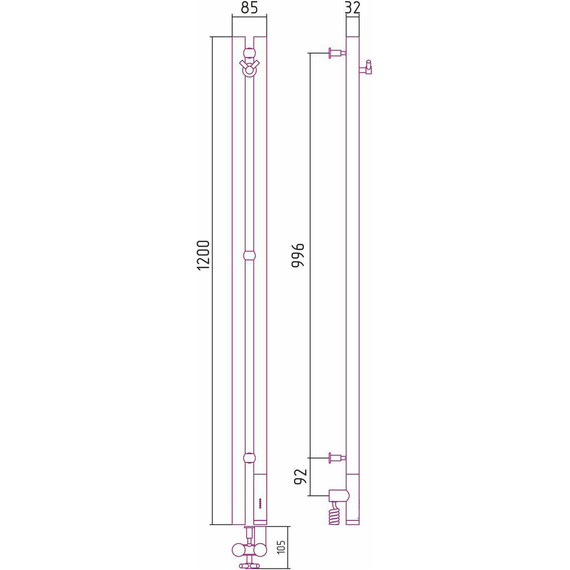 Полотенцесушитель электрический Сунержа Нюанс 3.0 П2 1200x85 мм 12-5843-1253 R, белый фото 5