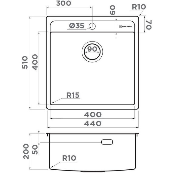 Кухонная мойка Omoikiri Daisen 44 IN 1 мм 4993179 фото 5
