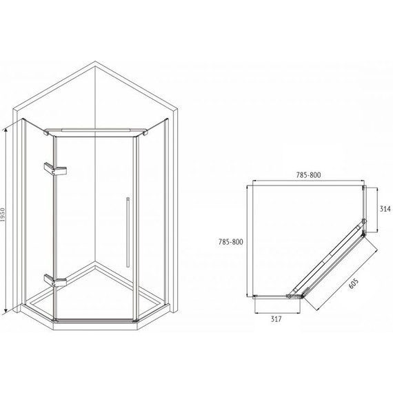 Душевое ограждение Abber Ewiges Wasser 80х80 см AG05080B, черный/прозрачное - 14 Душевое ограждение Abber Ewiges Wasser 80х80 см AG05080B, черный/прозрачное фото 14